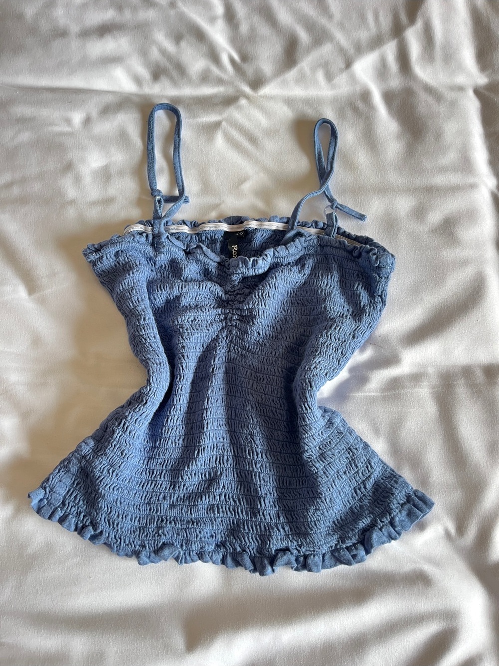 Super Cute Roxbury Size L/G Periwinkle Blue Smocked Ruffle Camisole Cami Top